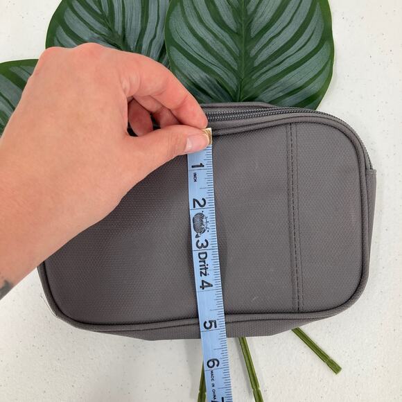 Rectangle Gray Orange Rip Stop Small Zip Travel Make Up Toiletry Cosmetic Bag - Picture 9 of 9